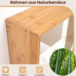 Spiegelschrank aus Bambus Badezimmerschrank mit Spiegel Wandschrank mit 2 Türen Natur