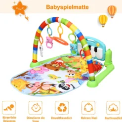Spieldecke Spielmatte mit abnehmbares und drehbares Klavier Rainforest Erlebnisdecke mit Licht