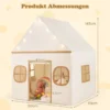 Spielhaus Kinder Indoor Kinderzelt mit Sternlichter & Gepolsterte Matte Beige + Braun