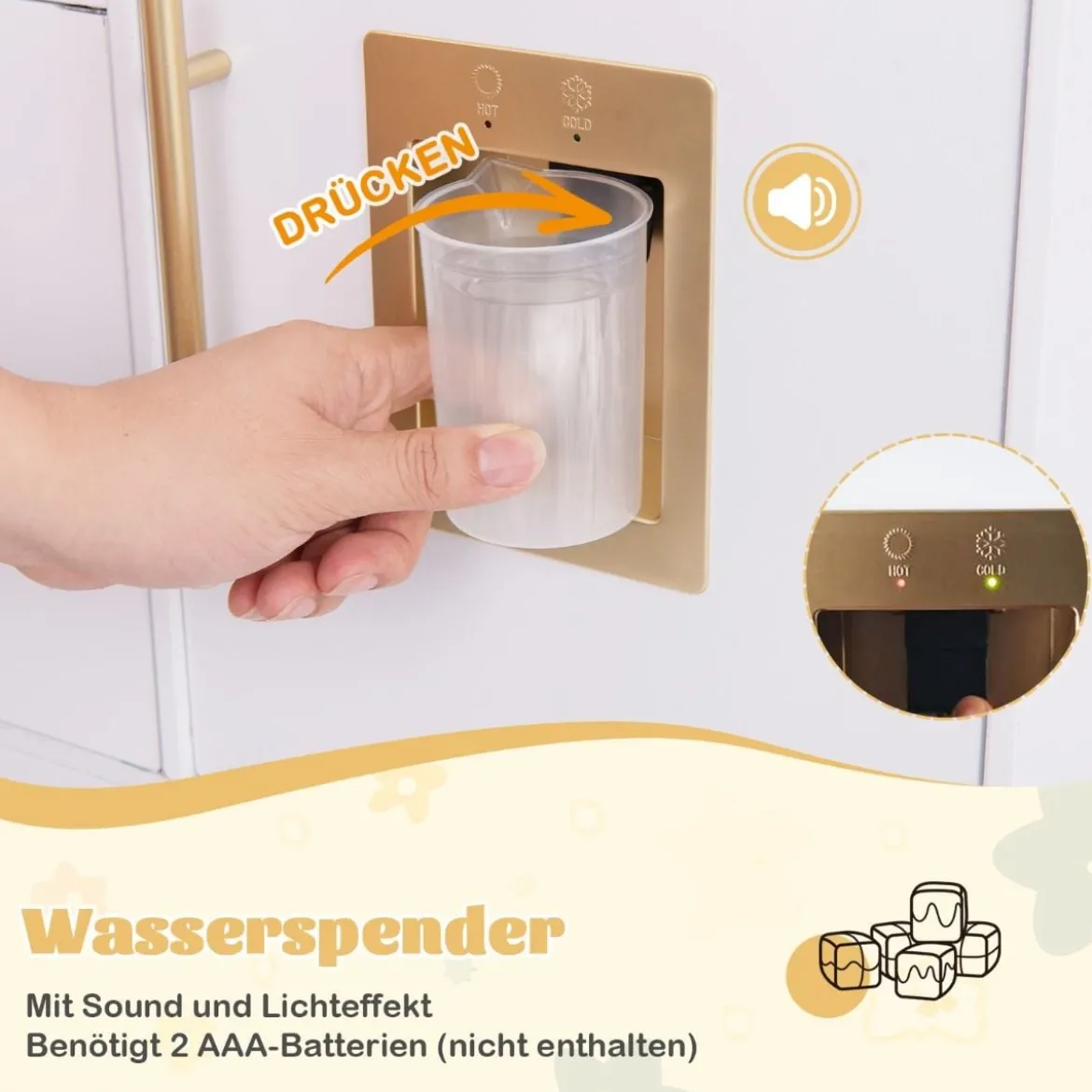 Spielküche aus Holz mit Spüle & Wasserhahn Spielzeugküche mit Zubehör für KinderWeiß
