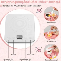 Spielküche Kinder mit 49 Zubehör Kinderküche mit Licht & Sound Kinderspielküche Rosa
