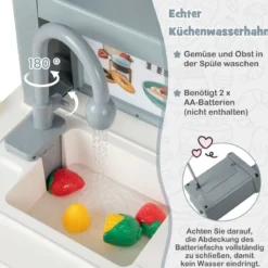 Spielküche Kinder mit 49 Zubehör Kinderküche mit Licht & Sound Kinderspielküche Grau