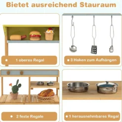 Spielküchenset aus Holz Matschküche für Kinder 75 x 35 x 92 cm Natur