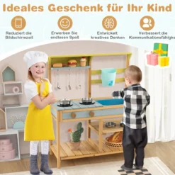 Spielküchenset aus Holz Matschküche für Kinder 75 x 35 x 92 cm Natur