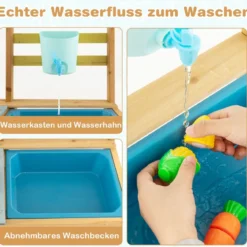 Spielküchenset aus Holz Matschküche für Kinder 75 x 35 x 92 cm Natur