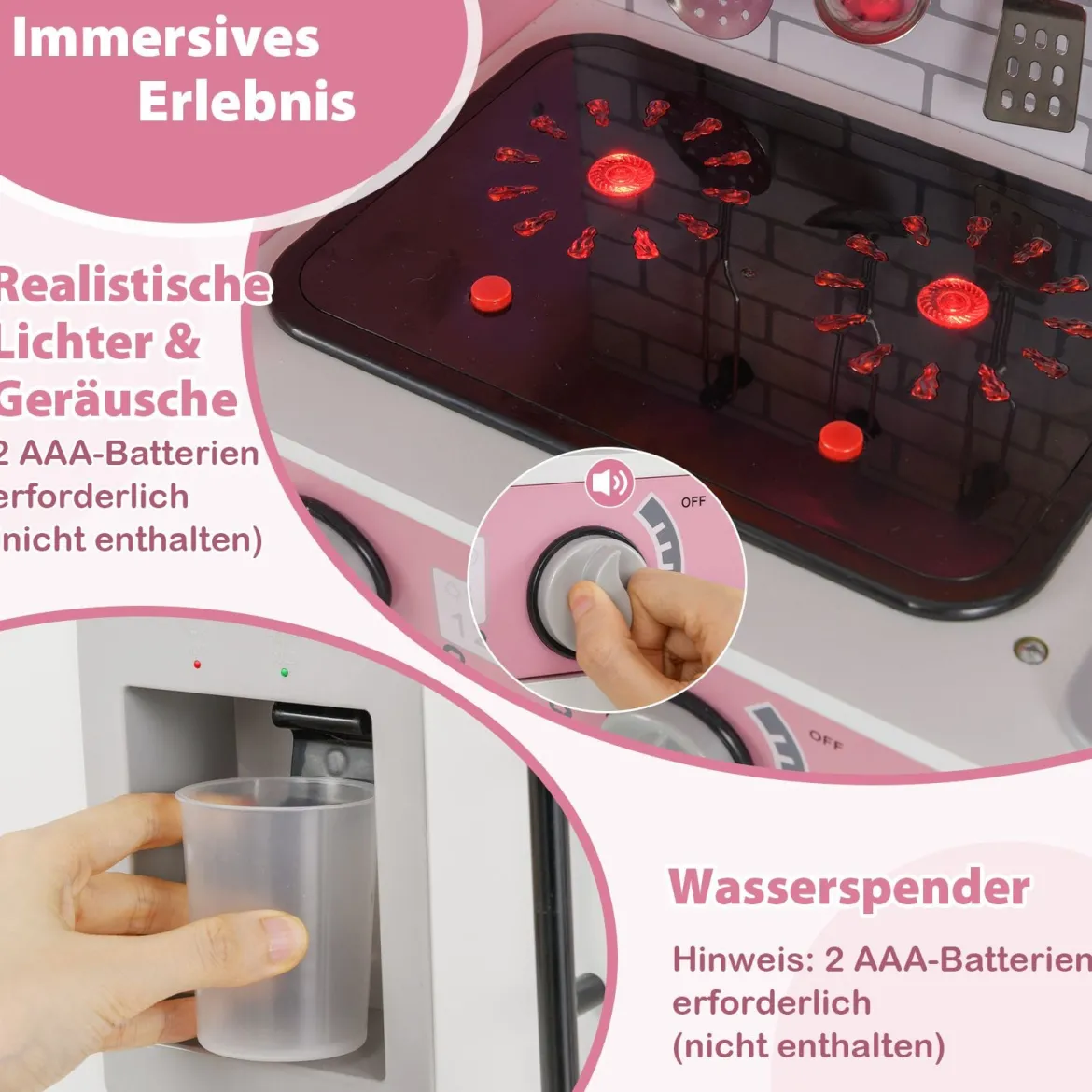 Spielküchen-Spielzeugset Kinderküche mit Ofen Waschmaschine Mikrowelle Rollenspielküche