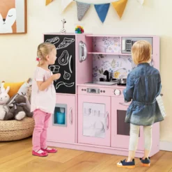 Spielküche zum Spielen Küchenspielset für Kleinkinder mit Tafel 82 x 24 x 80 cm