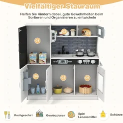 Spielküche zum Spielen Küchenspielset für Kleinkinder mit Tafel 82 x 24 x 80 cm