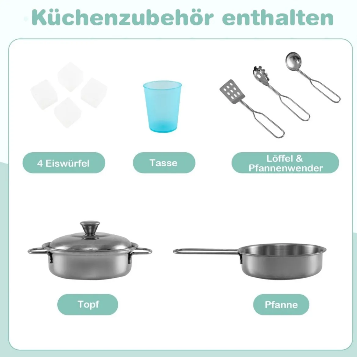 Spielküche zum Spielen Küchenspielset für Kleinkinder mit Tafel 82 x 24 x 80 cm