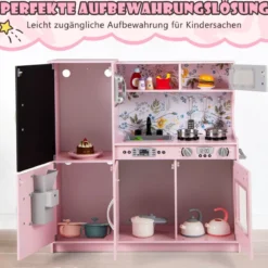 Spielküche zum Spielen Küchenspielset für Kleinkinder mit Tafel 82 x 24 x 80 cm