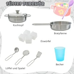 Spielküche zum Spielen Küchenspielset für Kleinkinder mit Tafel 82 x 24 x 80 cm