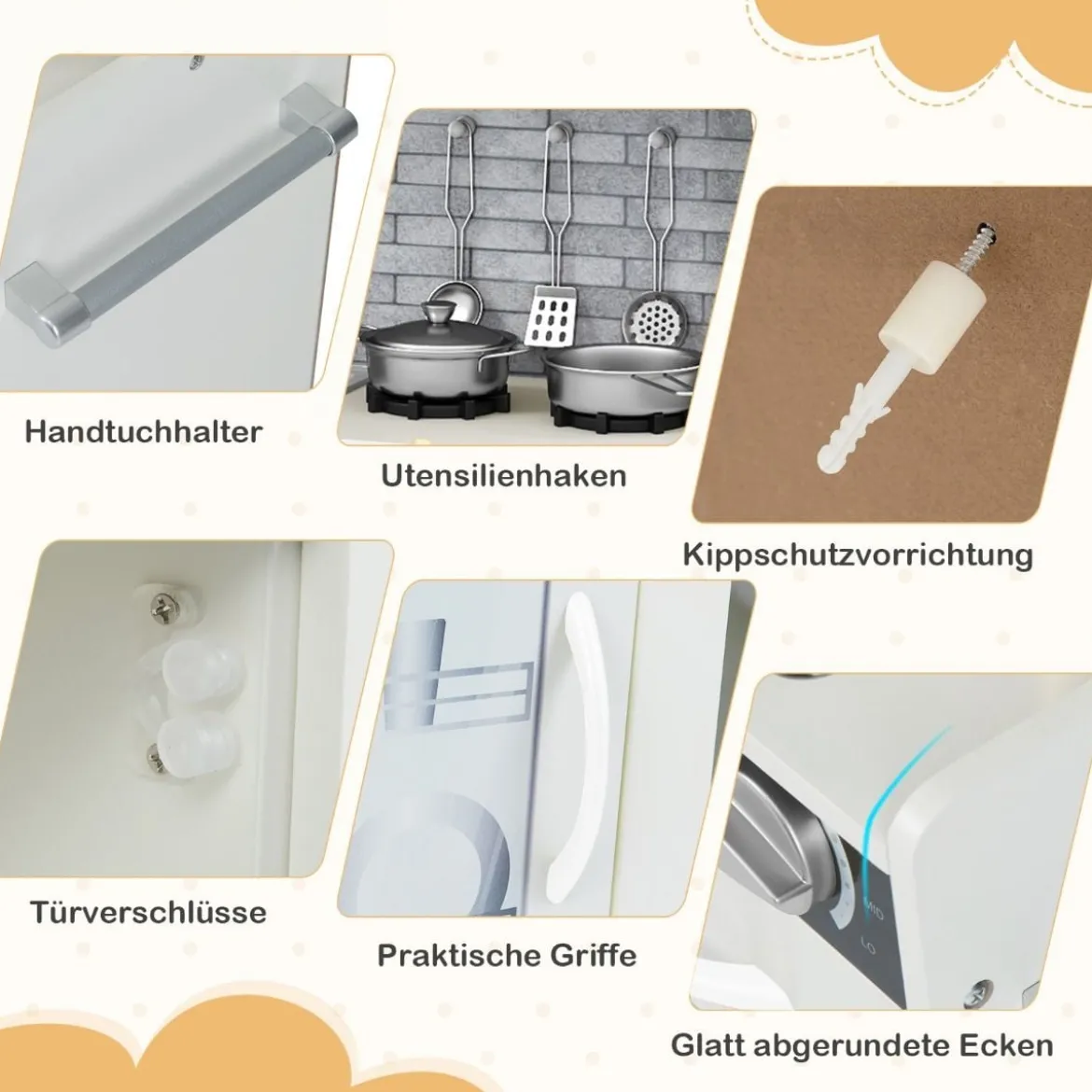 Spielküche zum Spielen Küchenspielset für Kleinkinder mit Tafel 82 x 24 x 80 cm