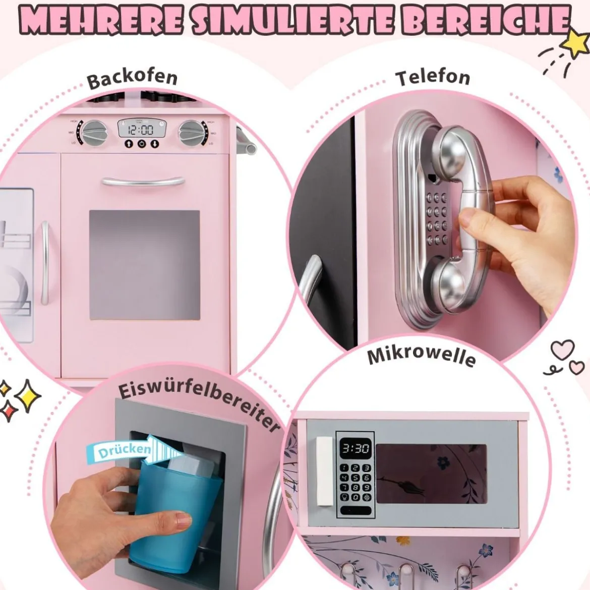 Spielküche zum Spielen Küchenspielset für Kleinkinder mit Tafel 82 x 24 x 80 cm