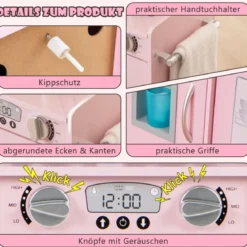 Spielküche zum Spielen Küchenspielset für Kleinkinder mit Tafel 82 x 24 x 80 cm