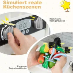 Spielküche zum Spielen Küchenspielset für Kleinkinder mit Tafel 82 x 24 x 80 cm