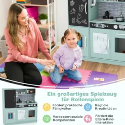Spielküche zum Spielen Küchenspielset für Kleinkinder mit Tafel 82 x 24 x 80 cm