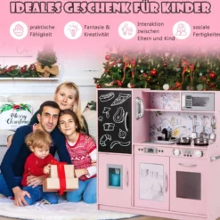 Spielküche zum Spielen Küchenspielset für Kleinkinder mit Tafel 82 x 24 x 80 cm