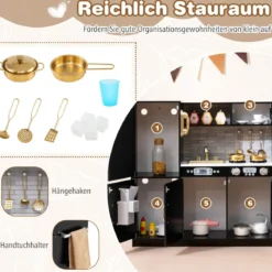 Spielküche zum Spielen Küchenspielset für Kleinkinder mit Tafel 82 x 24 x 80 cm