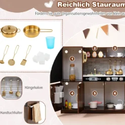 Spielküche zum Spielen Küchenspielset für Kleinkinder mit Tafel 82 x 24 x 80 cm