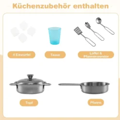 Spielküche zum Spielen Küchenspielset für Kleinkinder mit Tafel 82 x 24 x 80 cm