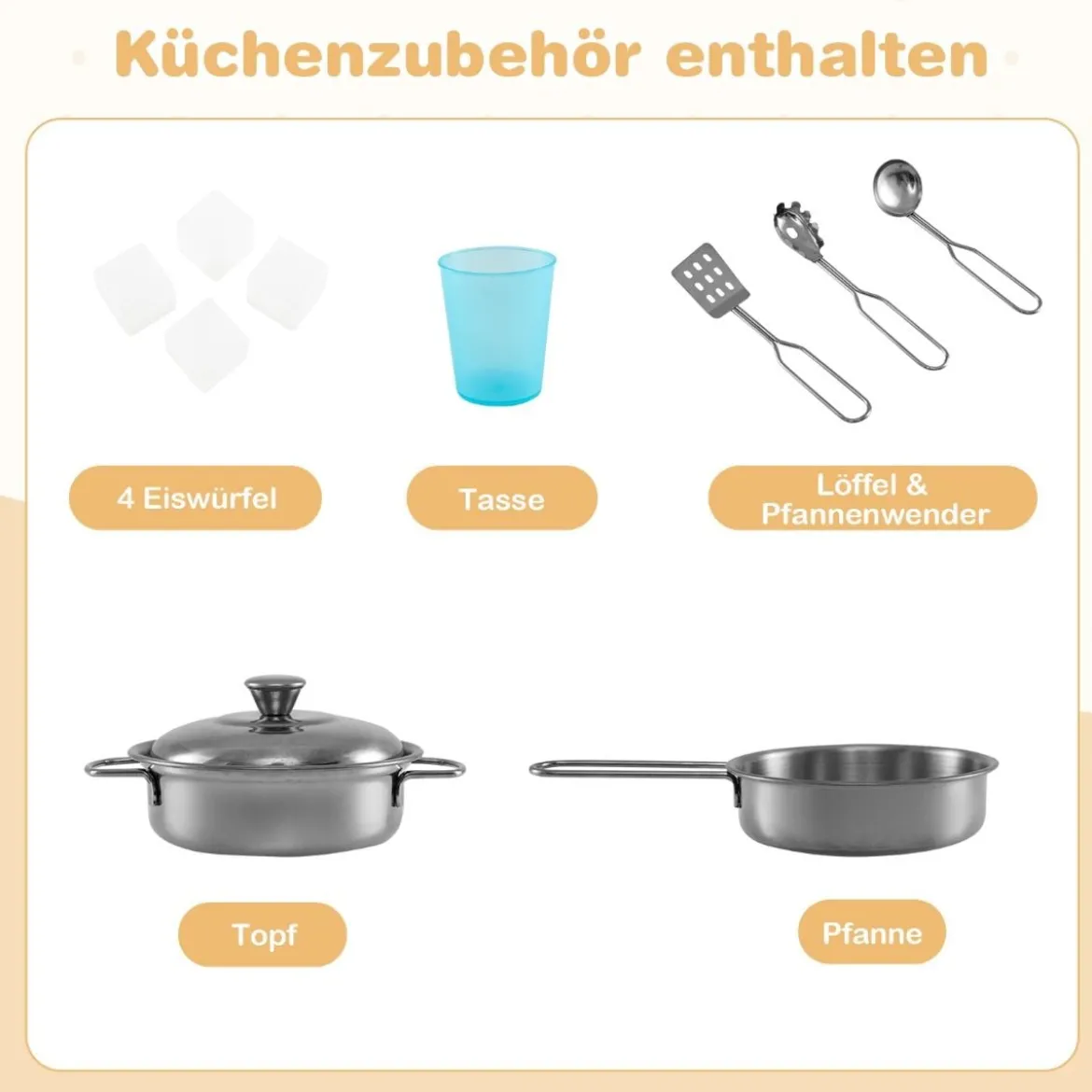 Spielküche zum Spielen Küchenspielset für Kleinkinder mit Tafel 82 x 24 x 80 cm