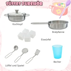 Spielküche zum Spielen Küchenspielset für Kleinkinder mit Tafel 82 x 24 x 80 cm