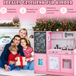 Spielküche zum Spielen Küchenspielset für Kleinkinder mit Tafel 82 x 24 x 80 cm
