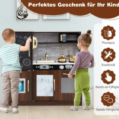 Spielküche zum Spielen Küchenspielset für Kleinkinder mit Tafel 82 x 24 x 80 cm