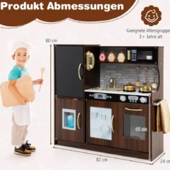 Spielküche zum Spielen Küchenspielset für Kleinkinder mit Tafel 82 x 24 x 80 cm