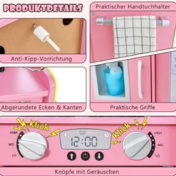 Spielküche zum Spielen Küchenspielset für Kleinkinder mit Tafel 82 x 24 x 80 cm