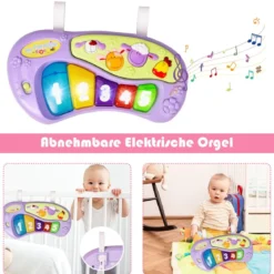 Spieltisch Baby Jumperoo mit 360° Drehbarem Sitz und 3 Verstellbaren Höhen 75 x 67 x 76 cm Rosa