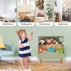 Spielzeugkiste Aufbewahrungstruhe aus Holz mit Regal für Kinderspielzeug Grün