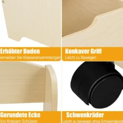 SpielzeugregalHölzerner Kinderschrank mit Rollen Bücherregal Spielzeugablage für Kinder Natur