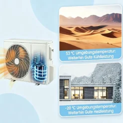 Split Klimaanlage 12000BTU Klimageräte mit Heizfunktion Kältemittel R32 Inkl. Montagematerial
