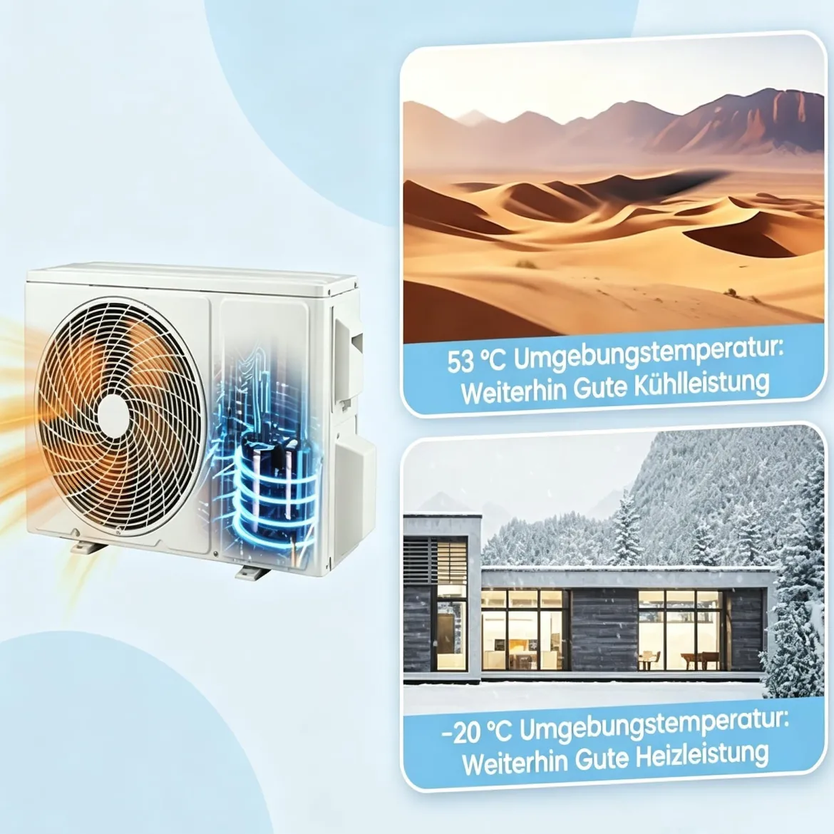 Split Klimaanlage 12000BTU Klimageräte mit Heizfunktion Kältemittel R32 Inkl. Montagematerial