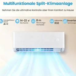 Split Klimaanlage 12000BTU Klimageräte mit Heizfunktion Kältemittel R32 Inkl. Montagematerial