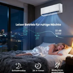 Split Klimaanlage 12000BTU Klimageräte mit Heizfunktion Kältemittel R32 Inkl. Montagematerial