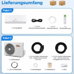 Split Klimaanlage 9000 BTU 3,4kW Inverter Klimagerät mit Heizfunktion Air Conditioner mit WiFi & App