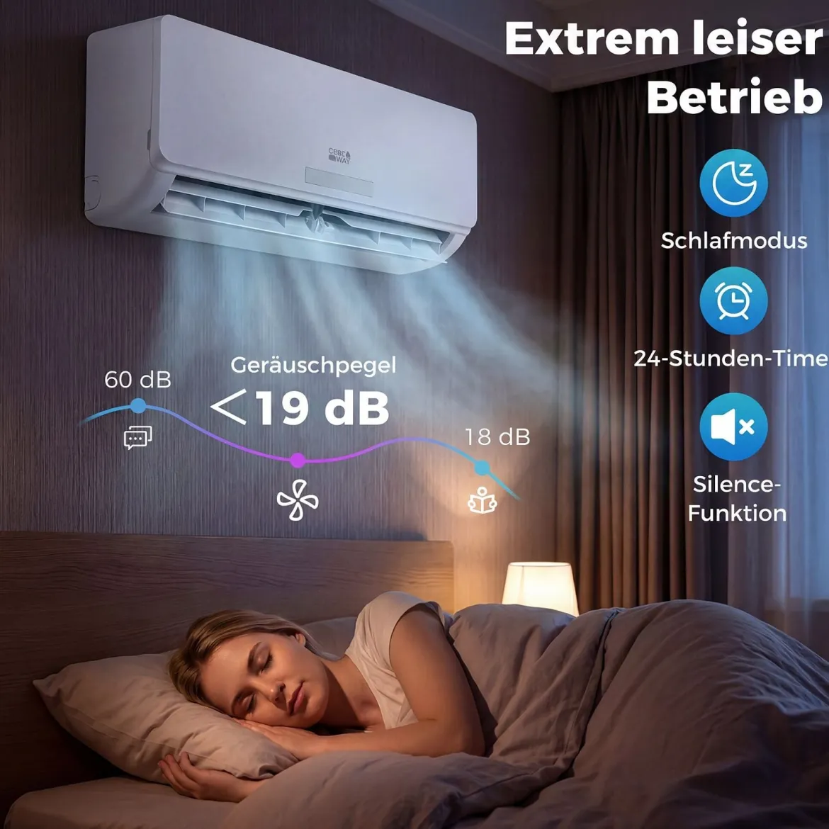 Split Klimaanlage 9000 BTU 3,4kW Inverter Klimagerät mit Heizfunktion Air Conditioner mit WiFi & App