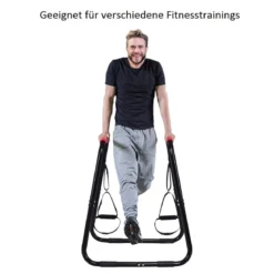 Sports Dip Station Fitness Parallettes Barren Einstellbarer Dip Stand 83 x 69 x 95 cm Schwarz