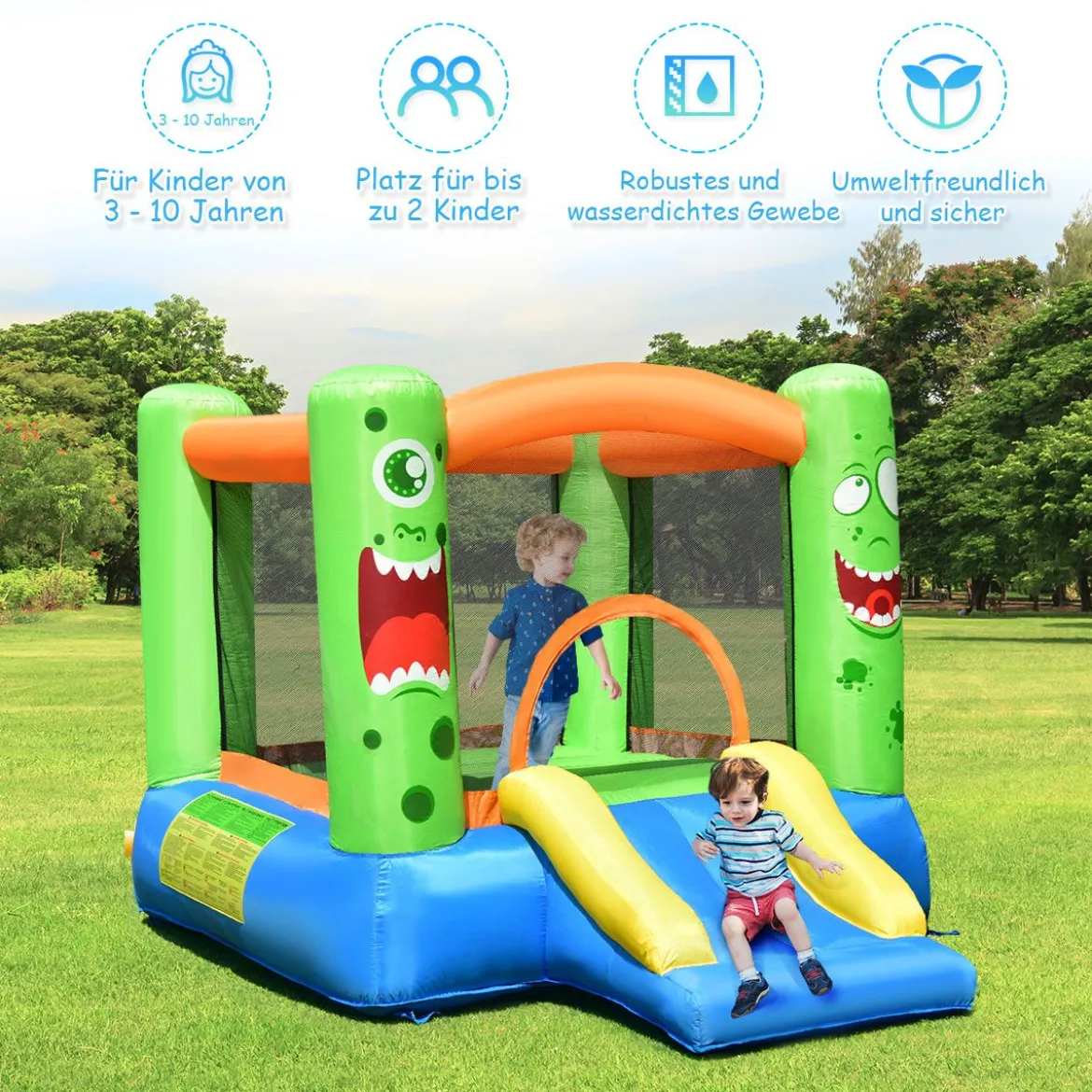 Springburg aufblasbare Hüpfburg mit 480W Gebläse 270cm x 203cm x 173cm