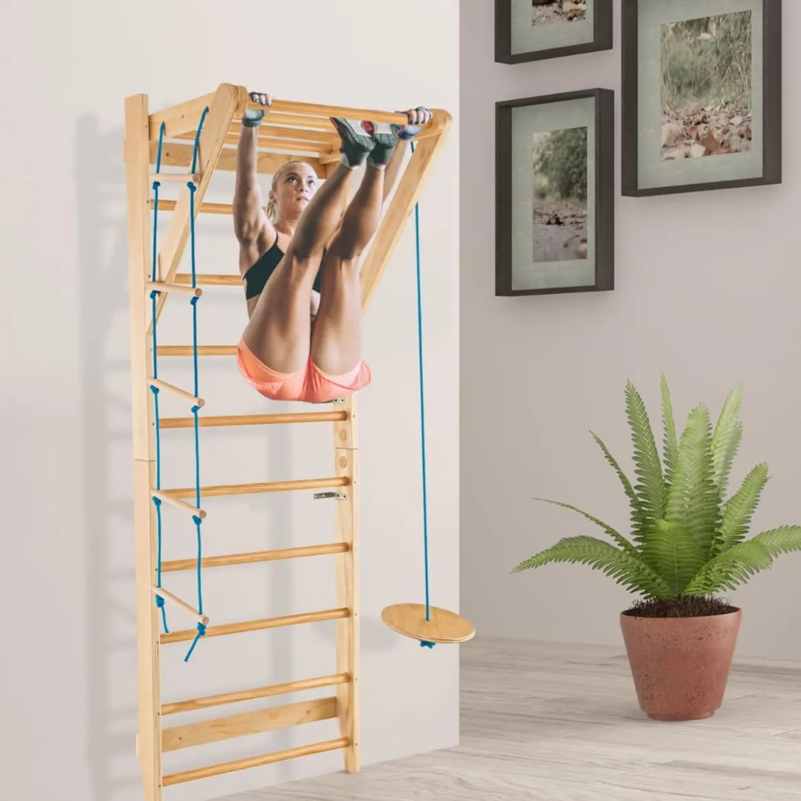 Sprossenwand Klettergerüst Indoor Kletterwand Turnwand Klettergerüst Tragfähigkeit von 100 kg