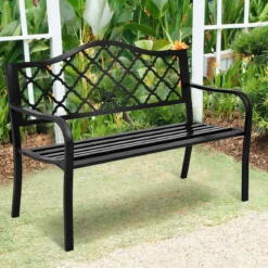 Stahl-Gartenbank Terrassenbank Gartenmöbel geeignet für Rasen Terrasse Veranda Hof