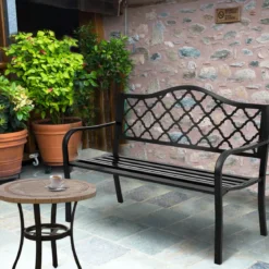 Stahl-Gartenbank Terrassenbank Gartenmöbel geeignet für Rasen Terrasse Veranda Hof