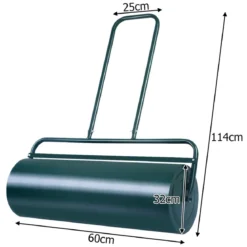 Stahl Rasenroller mit Wasser und Sand Walze Rasenroller mit schwerer Walze Handwalze mit U-förmigem Griff Grün