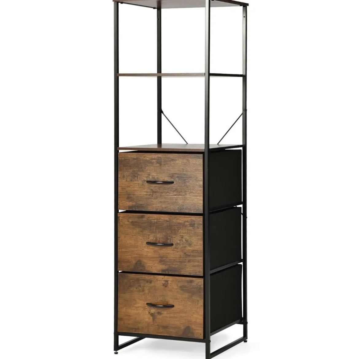 Standregal Bücherregal Aufbewahrungsschrank mit Schubladen 43 x 39 x 156 cm Braun