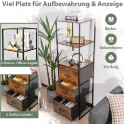 Standregal Bücherregal Aufbewahrungsschrank mit Schubladen 43 x 39 x 156 cm Braun