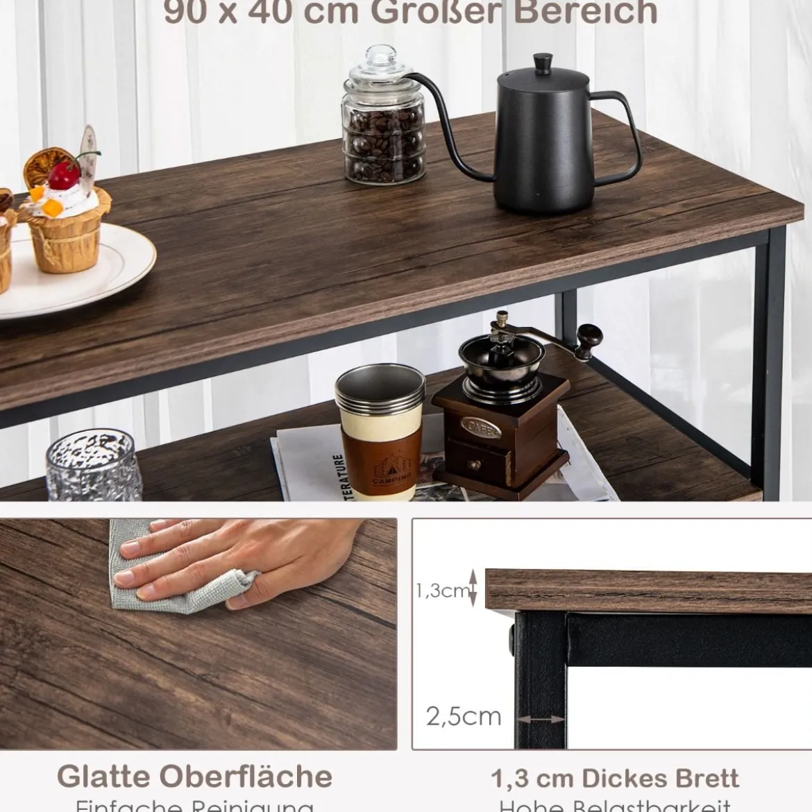 Standregal mit 2 Drahtkörben massiver Stahlrahmen praktisches Lagerregal für Gewürzgläser