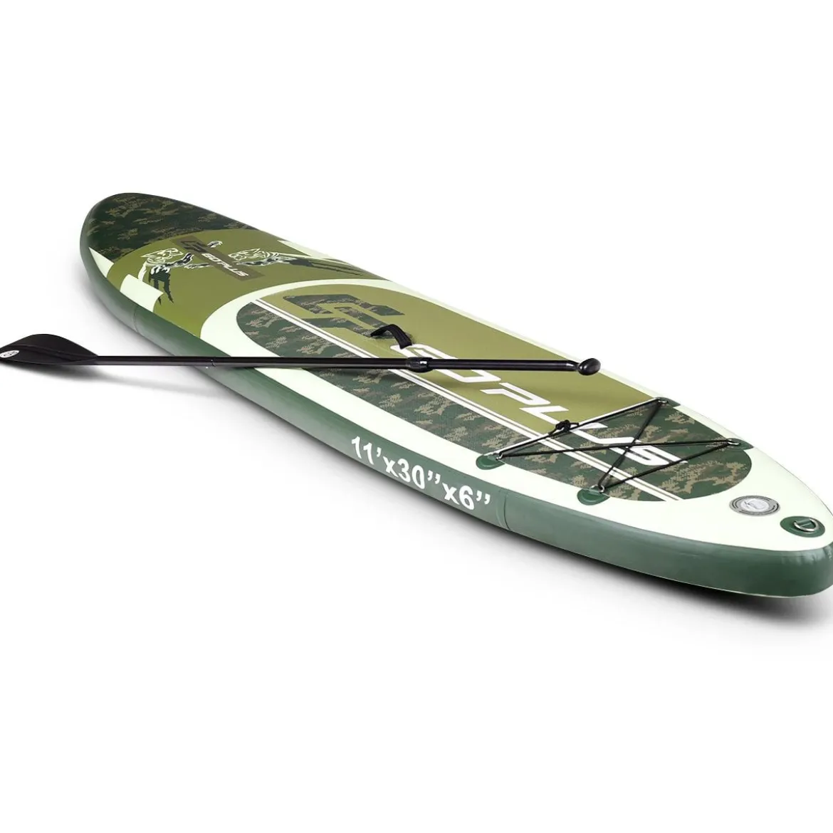 Stand Up Board Set Aufblasbares Paddelbrett Surfboard Grün 335 x 76 x 15 cm