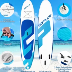 Stand Up Paddle Board Aufblasbares SUP Board mit Premium-Zubehör 335 x 76 x 15 cm Blau + Weiß